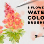 Procreate Watercolor Flowers | 5 Flowers Watercolor Brushes For Procreate