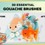 Gouache Brushes Procreate | 30 Essential Gouache Brushes